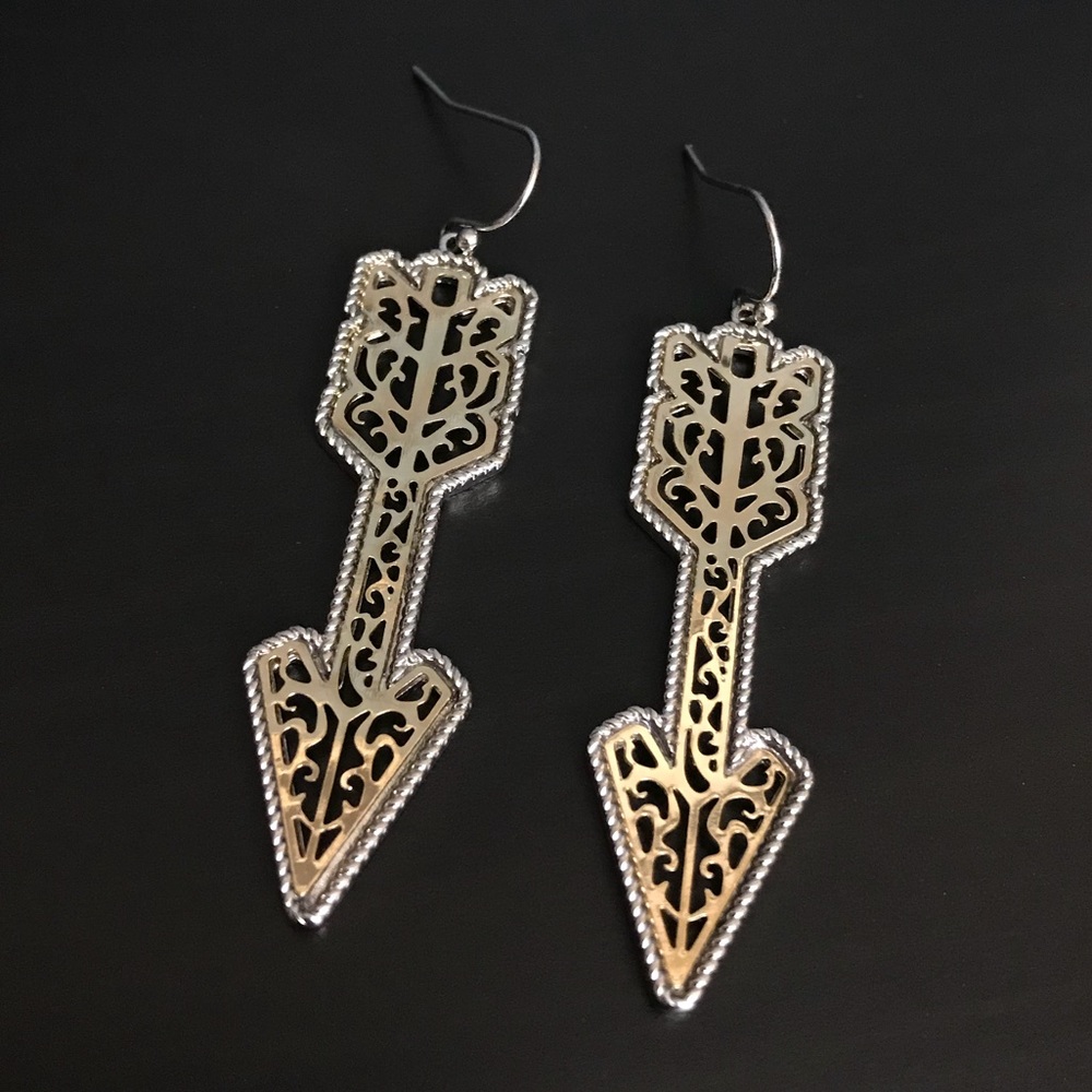3/$20 - Two Tone Arrow Filigree Earrings